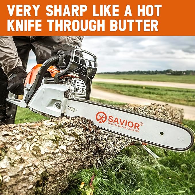 Savior 14 Inch Chainsaw Guide Bar and S52 Chain Combo, 3/8" LP Pitch, .050" Gauge, 52 Drive Links Fits Husqvarna 120 Echo CS-310 Ryobi RY3714 Replaces 140SDEA041 27856(3 Chains+ 1 Bar)