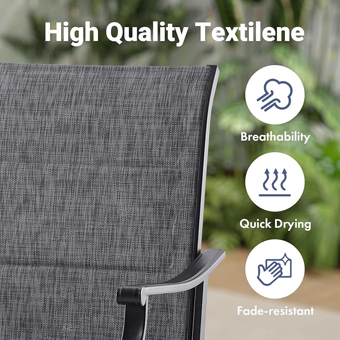 Soohow Patio Dining Chairs Set of 4, Swivel Outdoor Patio Chair with Paded Textilene Fabric, All Weather Outdoor Seats Ergonomic Comfort, Perfect Seats for Backyard, Balcony, and Garden