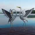 24-27 Inch Standing Crane Garden Sculptures & Statues, Crane Metal Yard Art for Backyard, Lawn, Patio, Porch, Birthday, Wedding Decorations, Gray