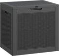 31 Gallon Deck Box, Resin Outdoor Storage Box, Waterproof and UV Resistant Deck Box, Lightweight Storage Box for Garden Tools, Pool Supplies