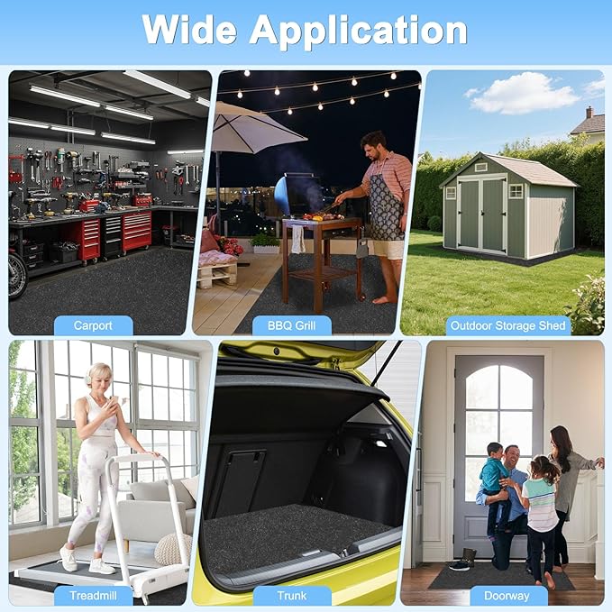 Outdoor Storage Shed Mat, 5 x 3 FT Garage Floor Mats with Reusable, Washable, Non Slip, Durable for Protects Garage Floors/Driveways/Entrance Doors/Deck [Gray]