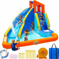 Sportspower™ Big Wave II Inflatable Water Slide Bounce House with Climbing Wall & Splash Pool, Ages 3-8, Heavy Duty, ASTM Certified, on Included Blower