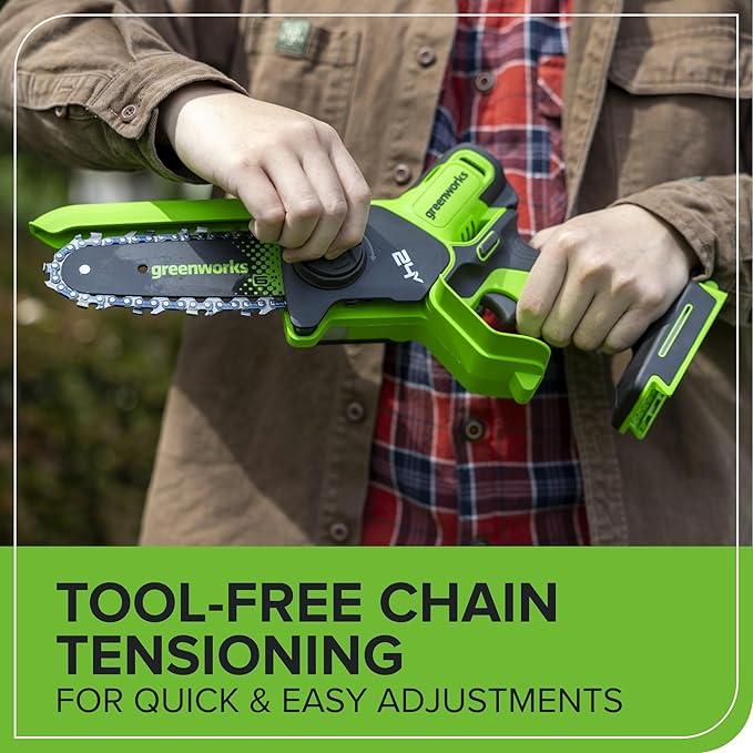 Greenworks 24V 6in BL Pruning Saw w/Auto Oiler, (1) 2.0Ah Battery & 2A Adapter Charger