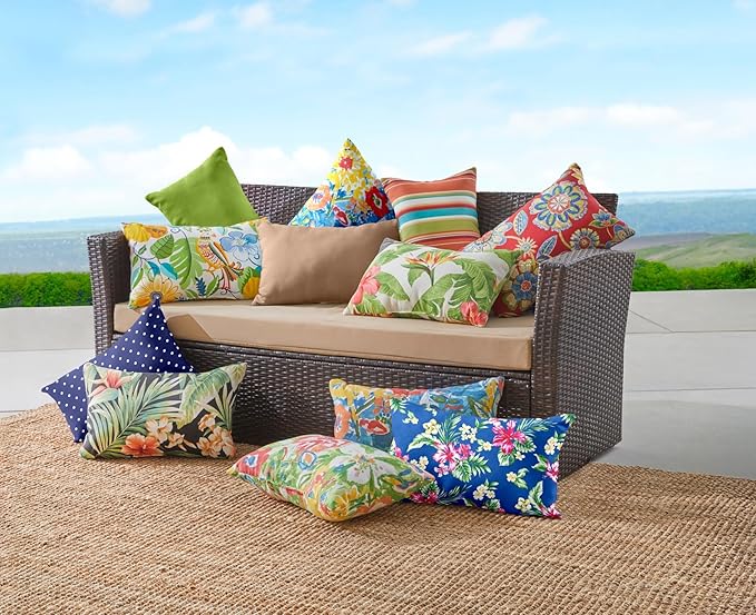 BrylaneHome Lumbar Pillow - 20" L x 13" W - Patio & Outdoor - Water, Stain & Fade Resistant - Geranium