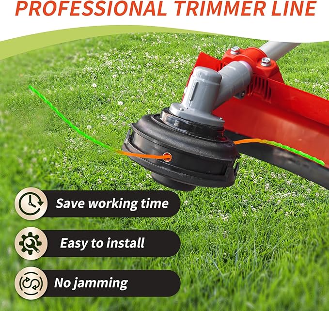 12 Pack String Trimmer Line Compatible with Ego String Trimmer 0.095" 168FT Weed Eater String Pre-Cut Dual Color Fast-Positioning Triangular Twisted Trimmer Line Universal Fit Weed Wacker String