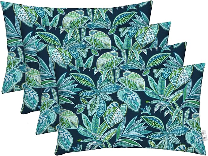 RSH Décor - Jumbo Lumbar Throw Pillows – Set of 4 | 26" x 16" | Outdoor Use – Patio, Lounge, Adirondack, Deck | Water & Fade-Resistant | Includes Down-Alternative Inserts | Crestwood Marine