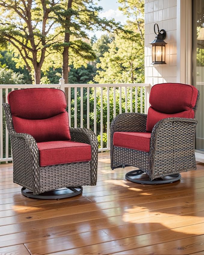 Luxury 22x24/22x25 6-Inch Smile Outdoor Sofa Cushions Set of 3 - Memory Foam Deep Seat Patio Furniture Cushion for Wicker Rocker Dining Chair Loveseat 3-Seater L-Shape Sectional Sofa - Red