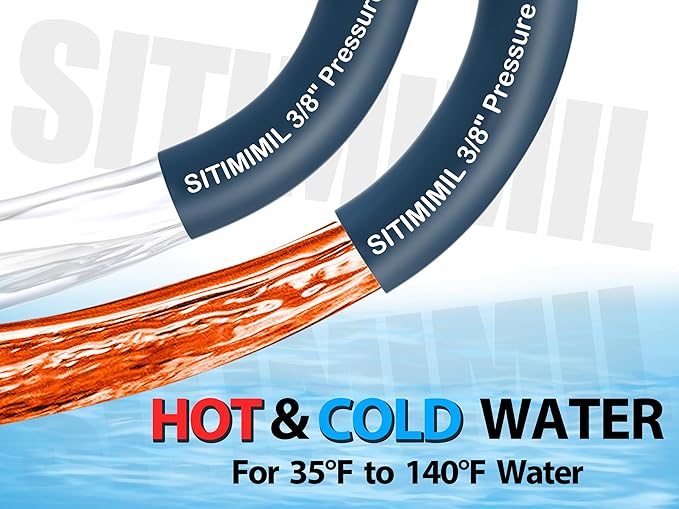 150 FT Pressure Washer Hose 3/8'' - Kink Resistant Steel Wire Braided, Wear Resistant, 3/8" Stainless Steel Quick Connect, with M22 14mm Adapter Set, Hot and Cold Water Power Washer Hose, 4200 PSI