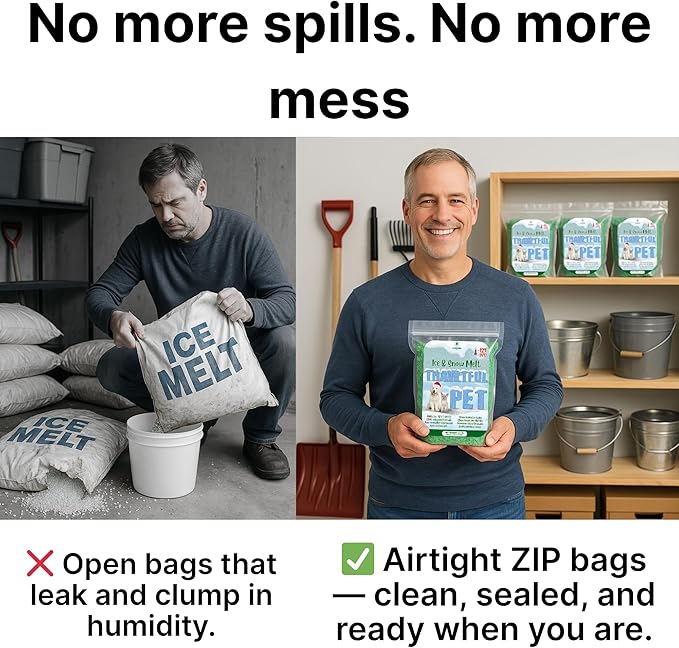 Thawtful Pet Safe Ice Melt – Pet Friendly Ice Melt, Snow Melt – Green Granules with CMA, Melts to −12°F (−24°C) - Driveway Salt & Sidewalk Salt for Ice (10 qt. - 21.3 lb.)