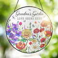 FLAGWIX Christmas Grandma Gifts - Grandmas Garden Stained Glass Window Hanging with Base 8 in - Christmas Decorations Nana Gigi Gifts for Grandma, Sun Catchers Indoor Window for Home Garden Decor