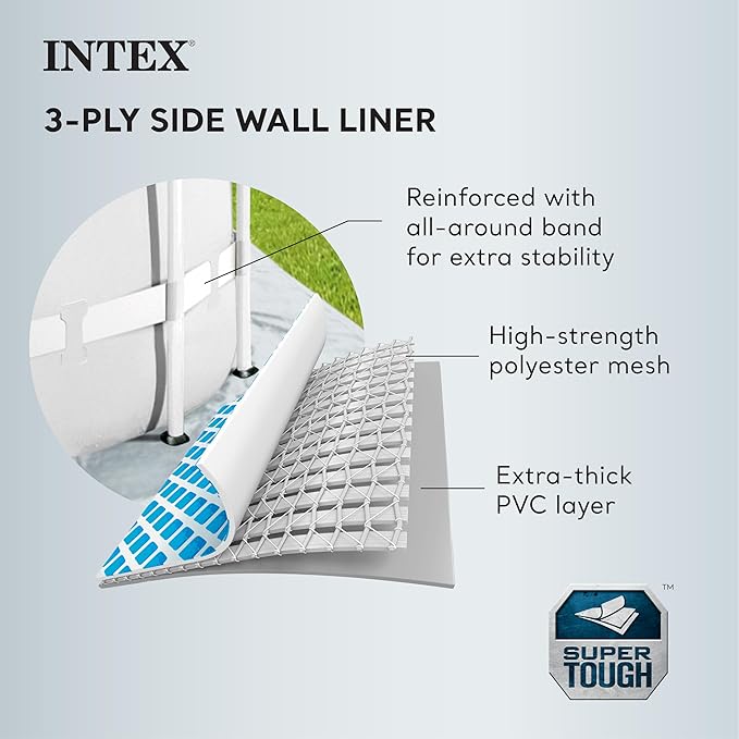 Intex 26711EH Prism Frame Premium Above Ground Swimming Pool Set: 12ft x 30in – Includes 530 GPH Cartridge Filter Pump – SuperTough Puncture Resistant – Rust Resistant – 1718 Gallon Capacity