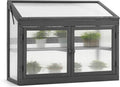 MCombo 2-Tier Wooden Cold Frame Garden Greenhouse Raised Flower Planter Shelf Bed Protection 6057-0160 (Dark Grey)
