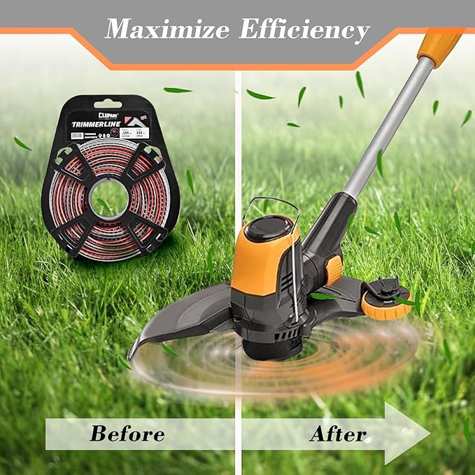 Cluparis 155 Sawtooth Trimmer line Heavy Duty for Push String Trimmer 1-Pound, 0.155" Nylon Weed Eater String .155-inch-by-102-ft Commercial String Trimmer Line in Spool with Line Cutter
