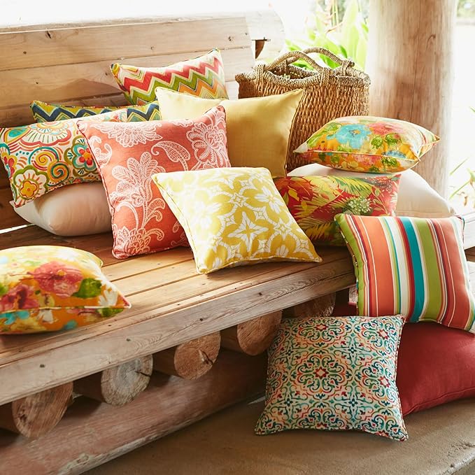 BrylaneHome Lumbar Pillow - 20" L x 13" W - Patio & Outdoor - Water, Stain & Fade Resistant - Geranium
