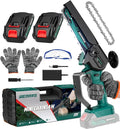 Mini Chainsaw Cordless, 6-Inch Portable Electric Chainsaw with Security Lock-Handheld Small Power Chain Saws with 2 Battery Powered For Wood/Trees Cutting/Courtyard Garden, 2025 UPGRADE
