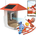 2.5K Smart Bird Feeder with Camera, 5GHz &2.4GHz Birds Watching Camera with AI Identify Bird Species, Outdoor Birds Feeder House with Solar Panel for BirdLovers (Red)
