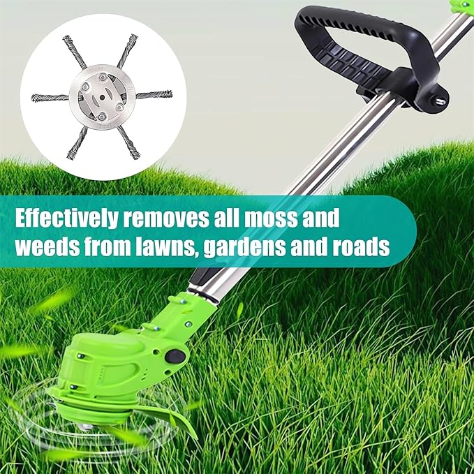 6 Inch Steel Wire Rotary Heavy Duty Weed Brush Cutter Wheel Grass String Trimmer Blades Head Universal Metal Wire Weed Eater Trimming Head Replacement Weed Wacker Weedeater Attachments (3 heads - 8in)