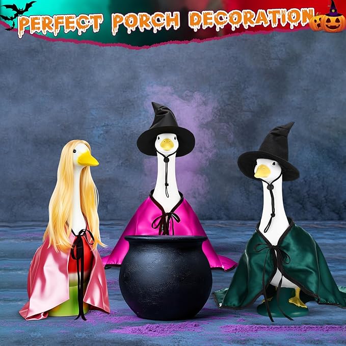 Vinsot Halloween Outdoor Porch Geese Outfit, 23" Patio Yard Porch Desk Goose Coat, Lawn Goose Accessories(Pink,Velvet)