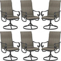 VICLLAX Swivel Patio Chairs Set of 6, 360-degree All-Weather Outdoor Swivel Chairs for Lawn Garden, Patio Dining Chairs, Black Metal Frame and Textilene Mesh Fabric