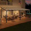10x20FT Lean to Gazebo, Hardtop Metal Pergola with Polycarbonate Roof, Large Wall Mounted Heavy Duty Awnings, Patio Canopy for Backyard, Deck, Porch （Black）