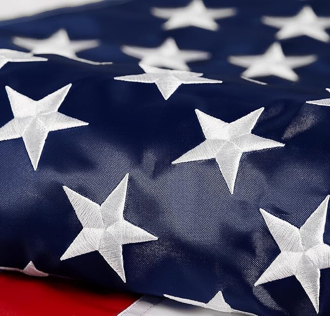 American Flag 6x10 ft: Long Lasting US Flag, Heavy Duty Nylon, Embroidered Stars, Sewn Stripes, Brass Grommets, UV Protection Perfect for Outdoors! USA Flag