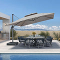 PURPLE LEAF 12FT Sunbrella Patio Umbrella Outdoor Double Top Large Offset Hanging Cantilever Umbrella 360° Rotation Square Umbrella for Garden Deck Pool Backyard Cast Ash