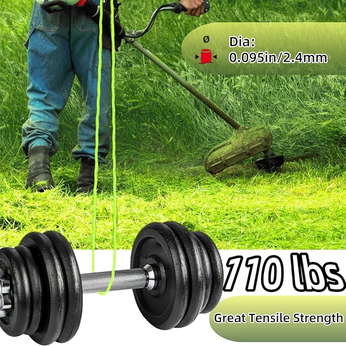 4 Pack String Trimmer Line .095 Compatible with Ego String Trimmer 095 Weed Eater String Pre-Cut Dual Color 3-section Fast-positioning Twisted Trimmer Line Universal Fit Weed Wacker String 14 ft