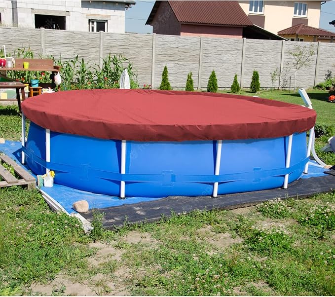 ECOOPTS 18 ft Round Pool Cover for Above Ground Pools, Swimming Pool Cover Protector Winter Safety Cover (Red)