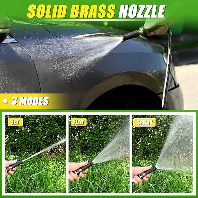 TOOLCY Metal Garden Hose 75 FT - 304 Stainless Steel Water Hose with Brass Nozzle - Super Flexible, No Kink, Heavy Duty, Lightweight, Durable Garden Hoses for Yard, Outdoor, Lawn