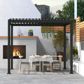 Mirador 111S Round Louvered Pergola Gazebo, 10Ft x 10Ft, Full Aluminum Frame, Adjustable Roof, Outdoor, Durable, Charcoal