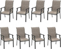 HERA'S HOUSE Premium Patio Dining Chair of 8, Rust Resistant Outdoor Chair with Textilene Padded Seat, Supports up to 350lbs with Comfort and Durability for Lawn Kitchen Garden Backyard