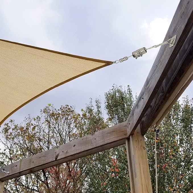 Sun Shade Sail Hardware Kit- 18' Ft (6'x3) Steel Tension Cable with Winch Kit Pad Eyes Snap Hooks Sunshades Installation Kit for Triangle Shade Sails Deck Patio Yard