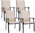 Pamapic Patio Chairs Set of 4, All-Weather Textilene Ergonomic Outdoor Dining Chairs for Garden Backyard Poolside Deck, Beige