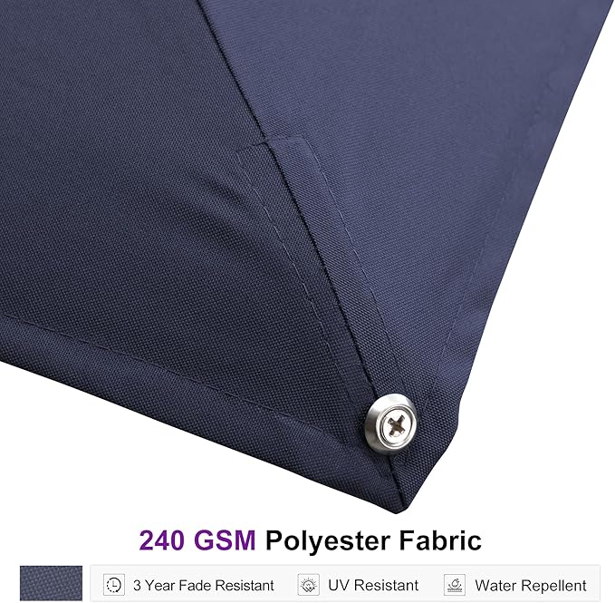 PURPLE LEAF 13' X 10' Rectangle Patio Umbrella Large Outdoor Aluminum Offset Umbrella with 360-degree Rotation Cantilever Umbrella with Base Included for Garden Deck Backyard Pool Navy Blue