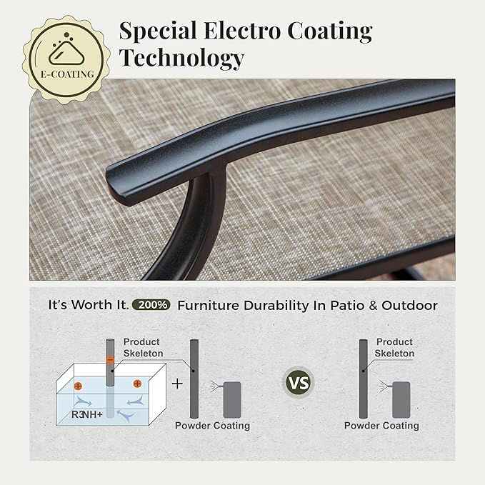 Patio Dining Set, 7 Person Outdoor Table and Chairs, 6 x Textilene Swivel Dining Chairs and 60" Rectangle Black Table, for Cozy Garden Settings, Grayish Brown