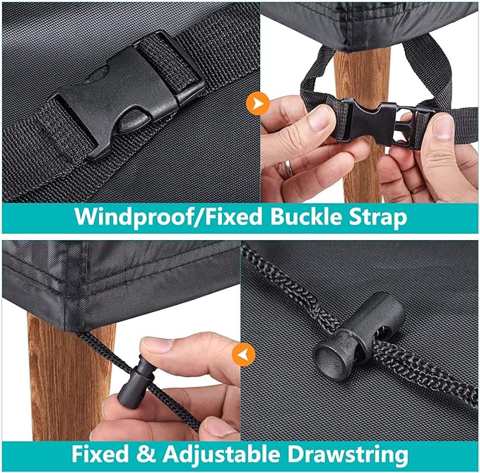 Patio Sofa Cover Waterproof - Heavy Duty 3-Seater Outdoor Couch Cover Patio Furniture Covers with Air Vent and Handles, 88" L×33" D×32" H, Black