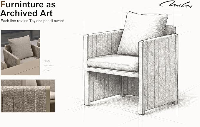 PURPLE LEAF 11 Pieces Outdoor Patio Dining Set Modern Large Weather-Resistant Table and Aluminum Chairs with Olefin Thick Cushions for Indoor Decor Kitchen Beige