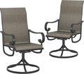 VICLLAX Swivel Patio Chairs Set of 2, 360-degree All-Weather Outdoor Swivel Chairs for Lawn Garden, Patio Dining Chairs, Black Metal Frame and Textilene Mesh Fabric