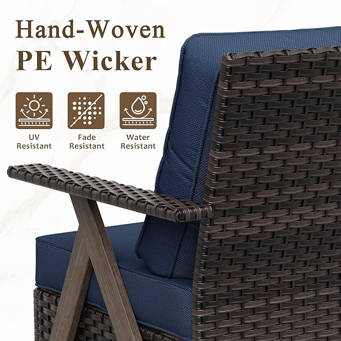 Outdoor Swivel Rocker Chairs Set of 4, Wicker Swivel Patio Chair with Ottomans, Patio Furniture Set for Outside Backyard