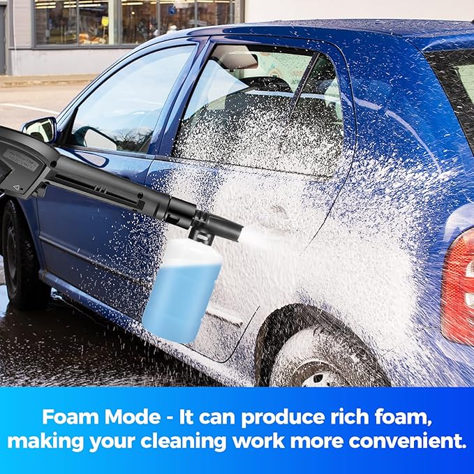 Pressure Cleaner 5000 PSI Power Cleaner Powered with with 33ft Pressure Hose, 4 Nozzle and Foam Cannon, for Home, Cars, Light Blue