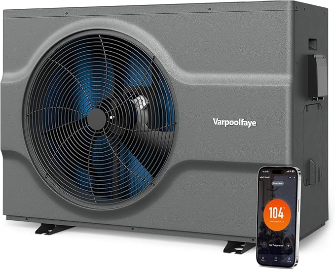 58000 BTU Inverter Swimming Pool Heat Pump, 17000 Gallon Electric Pool Heater Above and Inground Pool,WiFi App Control, Pool Heater 220V/60Hz