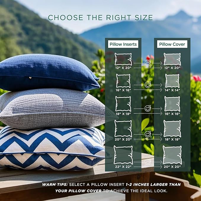 Codi 18x18 Outdoor Pillow Inserts Set of 4, Premium Throw Pillows Waterproof for Patio Furniture