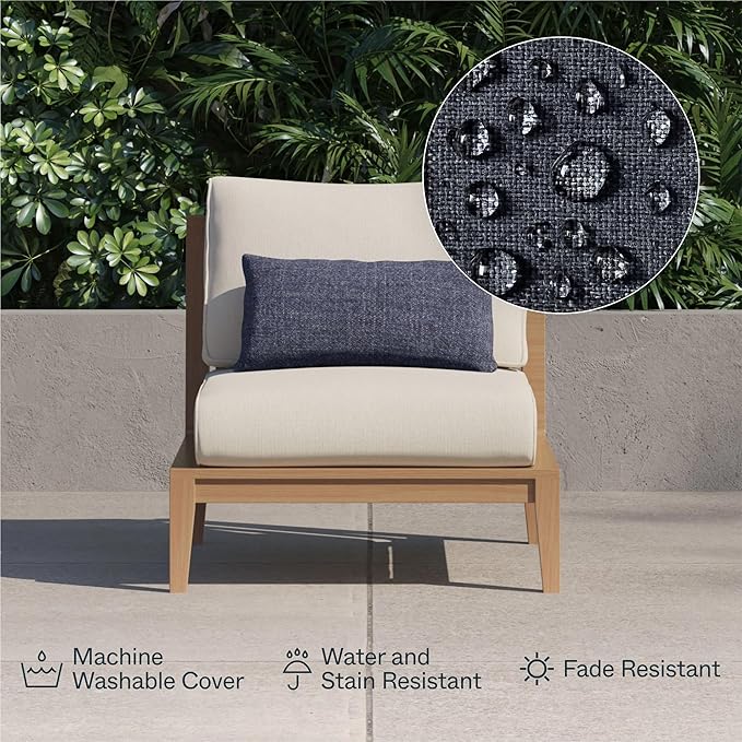 Outer Outdoor Throw Pillow with OuterWeave Performance Fabric, Decorative Outdoor Pillow for Patio & Outdoor Furniture, Includes Machine Washable Pillow Cover and Insert - Dark Pebble Gray, 12"x20"