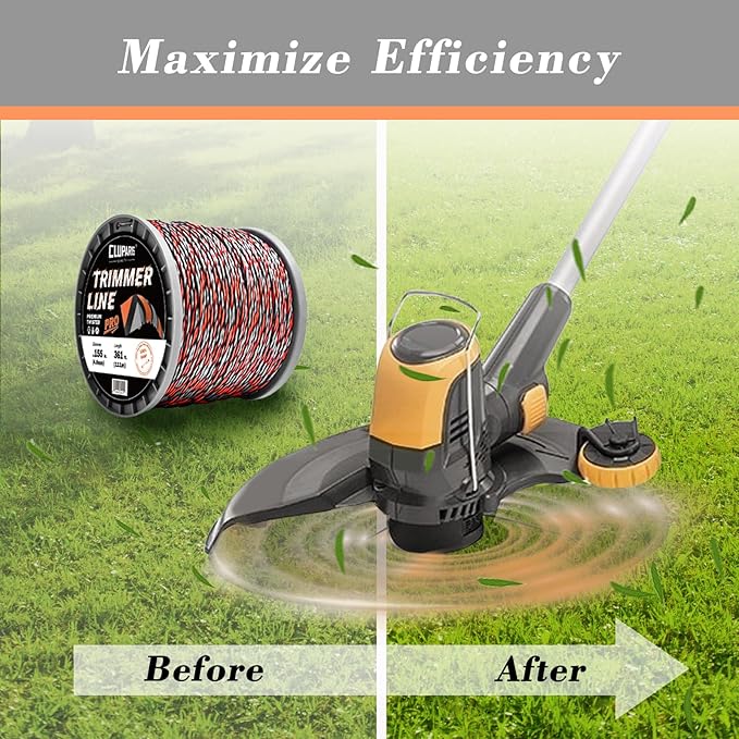 Cluparis 3-Pound Super Heavy Duty Trimmer Line .155-Inch-by-361-ft Twist Pro Trimmer Line Spool 3-Component Tri-Extrusion Weed Eater String with Super Line Cutter