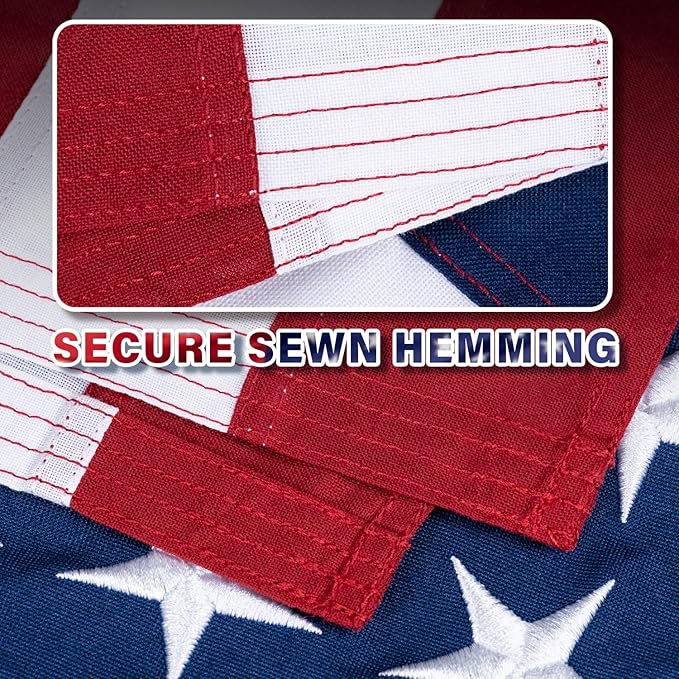 American Flag 4X6 FT TearProof Series, Heavy Duty Tough Spun Polyester USA Flags High Wind for Outside Outdoor with Durable Embroidered Stars Sewn Stripes Brass Grommets