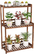 Ufine 3 Tier Wood Plant Stand Vertical Plant Dislay Shelf Indoor Ourdoor Plant Rack, Balcony Living Room, Kitchen, Porch Organizer Plants Holder
