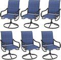 MFSTUDIO Outdoor Swivel Patio Dining Chairs Set of 6, High Back Padded Textilene Patio Chairs for Balcony, Backyad, Deck, Garden (Padded Navy Fabric,Black Frame)