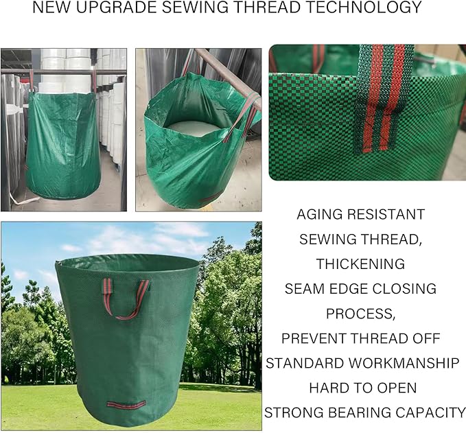 Reusable Yard Waste bags,Collapsible Leaf Bag with Gardening Gloves,Yard Debris Collapsible Bag With 4 Handles, for Leaves, Lawn Debris & Grass Clippings (80Gallon)