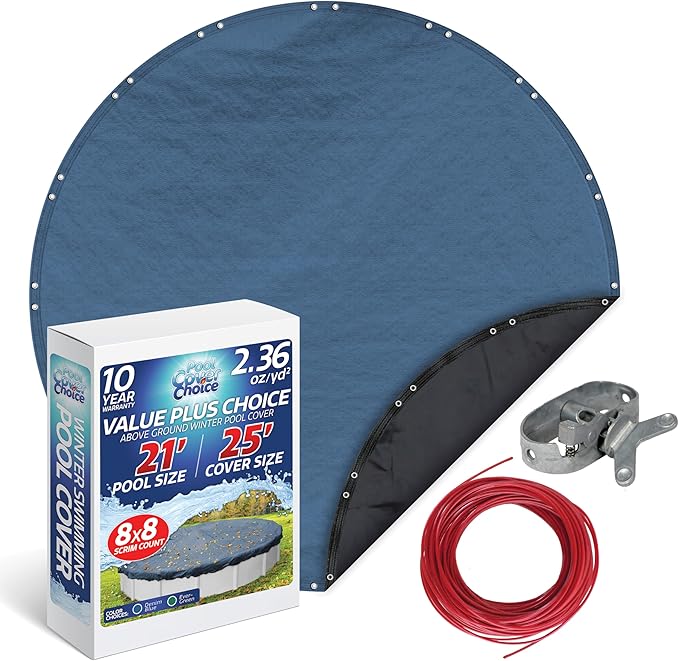 Winter Swimming Pool Cover for 21 ft Aboveground Round Pool Size, Value Plus Choice Series, Solid Material, Color - Denim Blue, Pool Cover Choice 3521-4CHOICE