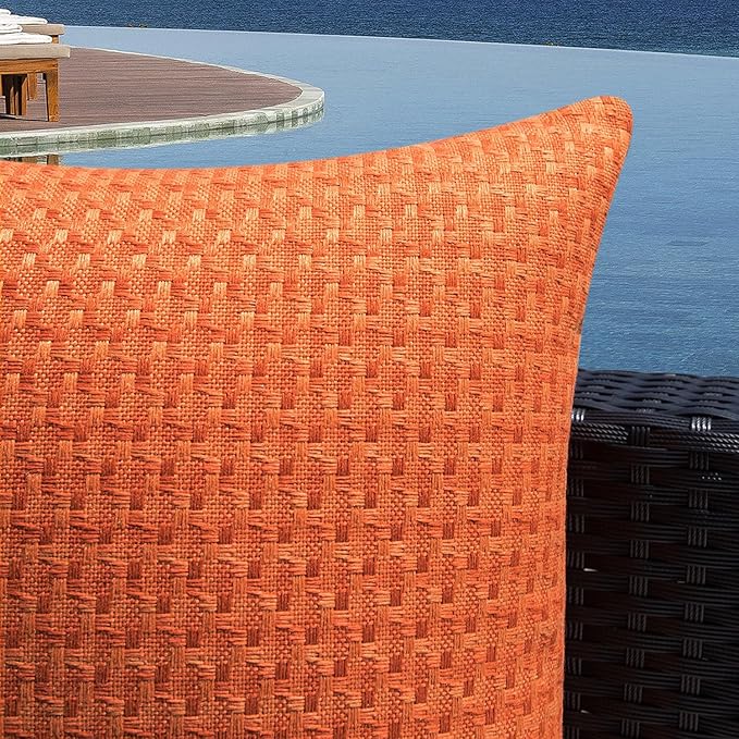 Kevin Textile Fall Outdoor Waterproof Throw Pillow Covers Pack of 2 Farmhouse Decorative Cushion Covers for Garden Patio Tent Balcony Bench Couch Sofa 22x22 Inch, Burnt Orange